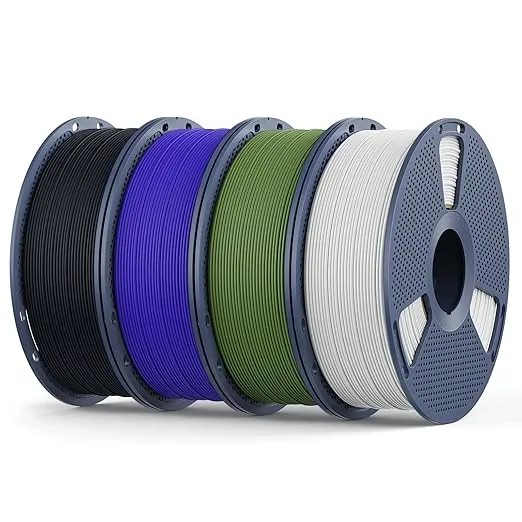 Yoopai Matte PLA Filament, 4kg(8.8lbs) SUNLU 3D Printer Filament, Matte Surface Texture, No Clogging, Less Brittle, Black+White+Klein Blue+Olive Green