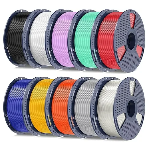 Yoopai PETG Filament Bundle, 10kg(22lbs) SUNLU PETG 3D Printer Filament, Ultra Tough, Heat Optimized, Odorless, Black+White+Space Grey+Transparent+Red+Blue+Mango Yellow+Orange+Purple+Green