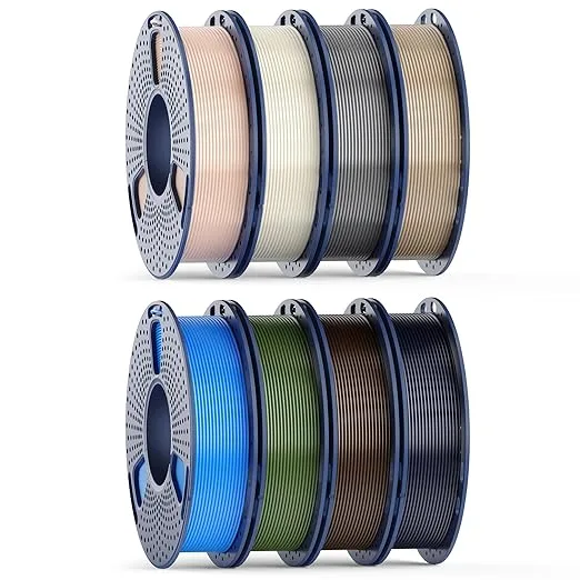 Yoopai SUNLU PETG Filament Bundle, Individually Vacuum Packed, 250g Spool, 8 Rolls, Midnight+Grey+Cyan+Oak+Olive Green+Bone White+Coffee Brown+Beige