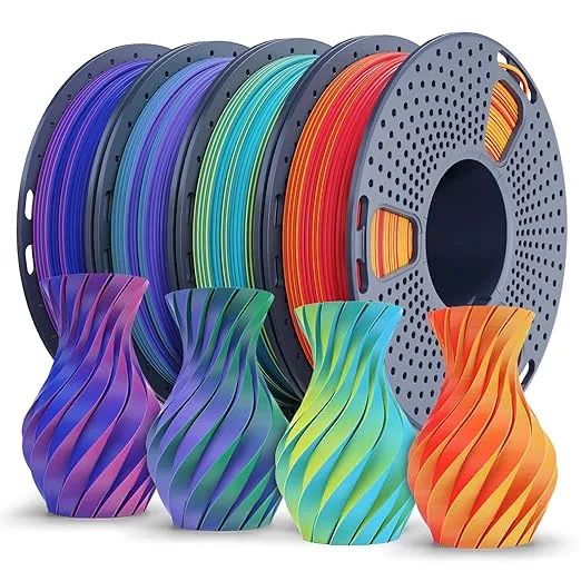 Yoopai SUNLU Dual Color PLA Matte Filament, 3D Printer Filament Bundle Multicolor, 250g Spool, 4 Rolls, RedBlue+RedBlue+YellowCyan+GreenPurple