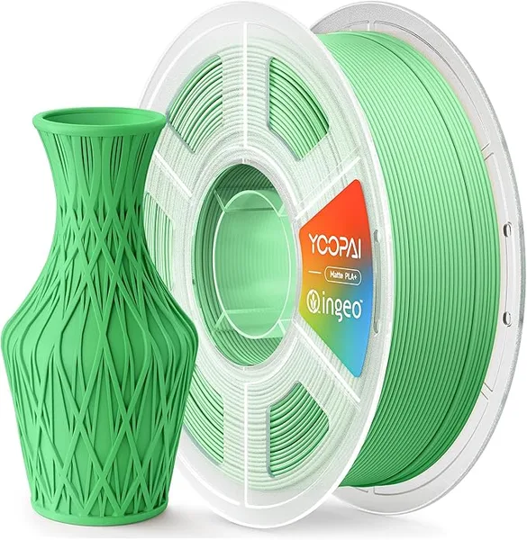 Yoopai PLA+ Matte Filament, Soft Matte Finish, Reduced Layer Lines, 1KG (2.2lbs) 3D Printer PLA Filament, Dimensional Accuracy +/-, Grass Green