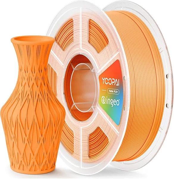Yoopai PLA+ Matte Filament, Soft Matte Finish, Reduced Layer Lines, 1KG (2.2lbs) 3D Printer PLA Filament, Dimensional Accuracy +/-, Pastel Orange