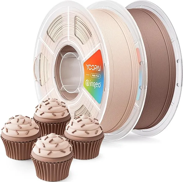 Yoopai YOOPAI PLA+ Matte Filament, 2KG (4.4lbs) 3D Printer Filament, Dimensional Accuracy +/-, Beige+Earth Brown