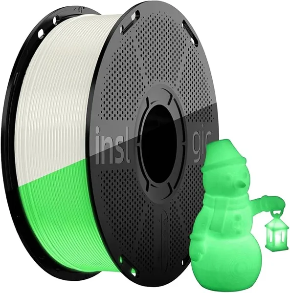 Yoopai Inslogic Glow in the Dark Filament, 1kg (2.2lbs) Neatly Wound Luminous PLA 3D Printer Filament Dimensional Accuracy +/-, Prints Easily on Most FDM 3D Printers(White, Glows Green)