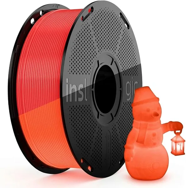 Yoopai Inslogic Glow in the Dark Filament, 1kg (2.2lbs) Neatly Wound Luminous PLA 3D Printer Filament Dimensional Accuracy +/-, Prints Easily on Most FDM 3D Printers(Red)