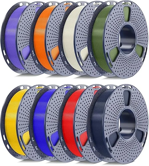 Yoopai 250g PLA+ 2.0 3D Printer Filament Bundle, Tough PLA Plus Multicolor (8x250g Mini Spools), Vacuum Sealed, Bone White+Midnight+Red+Yellow+Olive Green+Blue+Orange+Purple