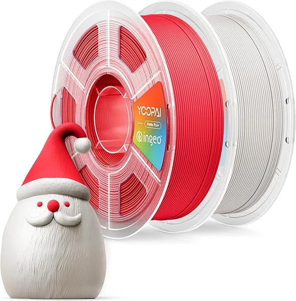 Yoopai YOOPAI PLA+ Matte Filament, 2KG (4.4lbs) 3D Printer Filament, Dimensional Accuracy +/-, Bone White+Scarlet Red