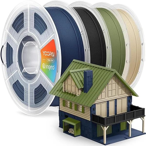 Yoopai YOOPAI PLA+ Matte Filament, 4KG (8.8lbs) 3D Printer Filament, Dimensional Accuracy +/-, Navy Blue+Charcoal Black+Dark Green+Desert Tan