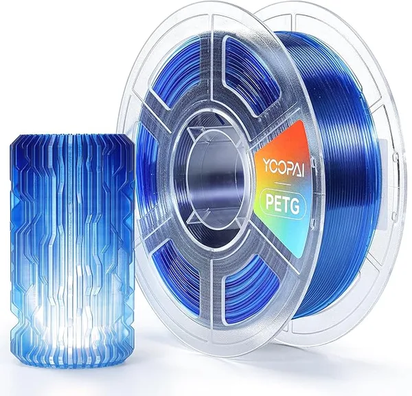 Yoopai YOOPAI PETG Filament Multicolor, Smooth Color Transitions, Consistent Printing, 1KG (2.2lbs) 3D Printer Filament, PETG Crystal Blue Gradient