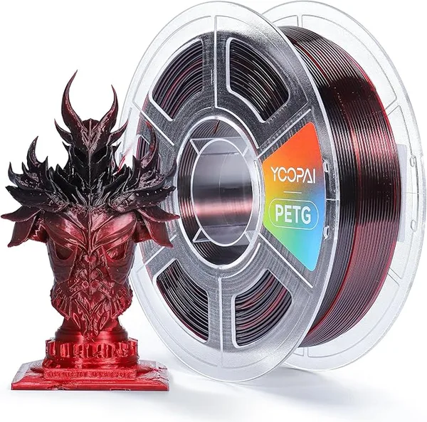 Yoopai YOOPAI PETG Filament Multicolor, Smooth Color Transitions, Consistent Printing, 1KG (2.2lbs) 3D Printer Filament, PETG Shadow Red Gradient