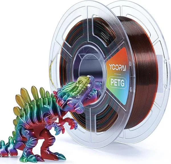 Yoopai YOOPAI PETG Filament Multicolor, Smooth Color Transitions, Consistent Printing, 1KG (2.2lbs) 3D Printer Filament, PETG Crystal Rainbow Gradient