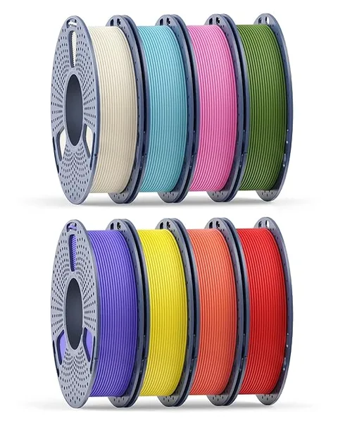 Yoopai 250g Matte PLA Filament Bundle, 3D Printer Filament, Premium Matte Finish, Low Reflection Surface, 250g Spool, 8 Rolls, Bone White+Red+Yellow+Olive Green+Sea Salt Blue+Orange+Purple+Pink