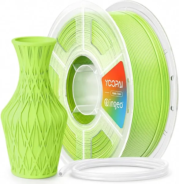 Yoopai YOOPAI PLA+ Matte Filament with 2M PTFE Teflon Tube, 1KG (2.2lbs) 3D Printer Filament, Dimensional Accuracy +/-, Matte Surface Texture, Apple Green