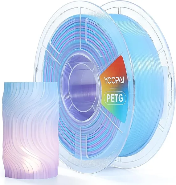 Yoopai YOOPAI PETG Filament, High Clarity, Clean Surface, Consistent Printing, 1KG (2.2lbs) 3D Printer Filament, Transparent Blue-Purple Gradient