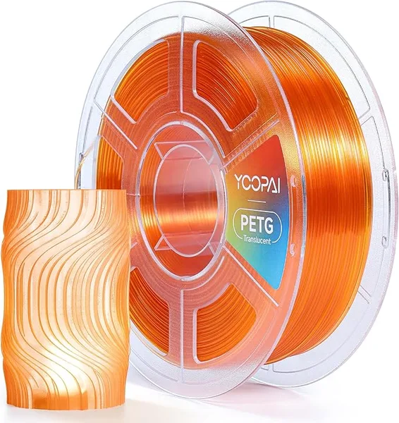 Yoopai YOOPAI PETG Filament, High Clarity, Clean Surface, Consistent Printing, 1KG (2.2lbs) 3D Printer Filament, PETG Transparent Orange