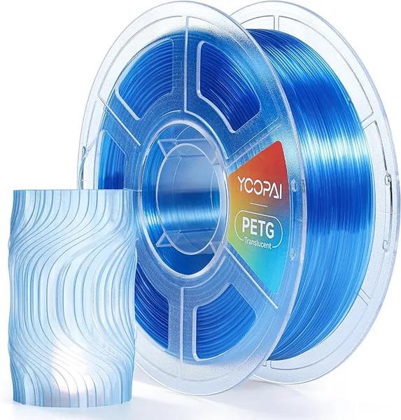 Yoopai YOOPAI PETG Filament, High Clarity, Clean Surface, Consistent Printing, 1KG (2.2lbs) 3D Printer Filament, PETG Transparent Light Blue