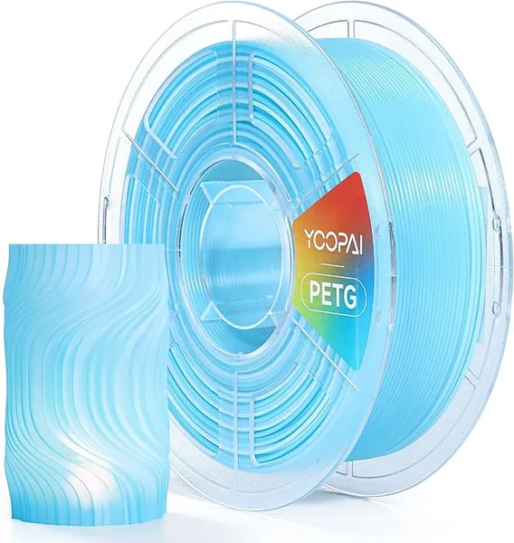 Yoopai YOOPAI PETG Filament, High Clarity, Clean Surface, Consistent Printing, 1KG (2.2lbs) 3D Printer Filament, Transparent Blue-White Gradient