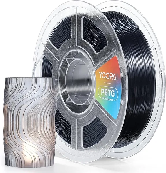 Yoopai YOOPAI PETG Filament, High Clarity, Clean Surface, Consistent Printing, 1KG (2.2lbs) 3D Printer Filament, PETG Transparent Grey