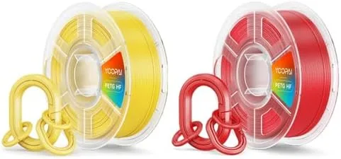 Yoopai PETG Filament High Speed, Low Stringing, High Toughness, Odorless, Better Flow, 1KG (2.2lbs) Rapid 3D Printer Filament, PETG HF Yellow & Red