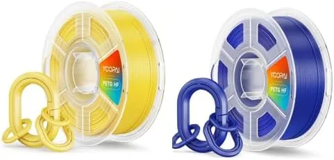 Yoopai PETG Filament High Speed, Low Stringing, High Toughness, Odorless, Better Flow, 1KG (2.2lbs) Rapid 3D Printer Filament, PETG HF Yellow & Blue