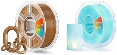 Yoopai PETG HF Filament Peanut Brown & YOOPAI PETG Filament Transparent Blue Green