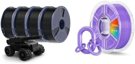 Yoopai PETG Filament Black 4 Pack & PETG HF Filament Purple