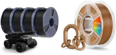 Yoopai PETG Filament Black 4 Pack & PETG HF Filament Peanut Brown