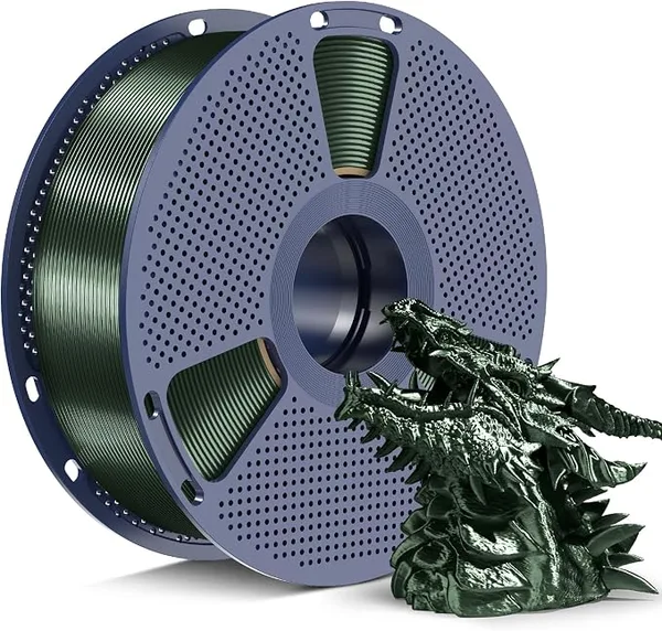 Yoopai SUNLU Silk PLA+ Filament, Chrome Like Gloss Finish, Smooth Silk Texture, Upgraded Formula for Stable Printing, 1kg(2.2lbs) PLA Plus 3D Printer Filament, Black Jade