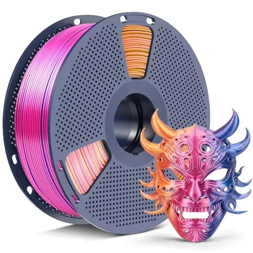 Yoopai SUNLU Silk Tri Color PLA+ Filament, Red Yellow Blue 3-in-1 Coextrusion Multi Color PLA Filament, 360°Color-Shifting Chrome-Like Shine, ± Accuracy, 1kg Reusable Spool (2.2lbs)