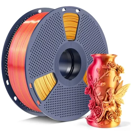 Yoopai SUNLU Silk Dual Color PLA+ Filament, Red Gold 2-in-1 Coextrusion Filament, Color-Shifting Chrome-Like Shine, Dimensional Accuracy +/-, 1kg Reusable Spool (2.2lbs)