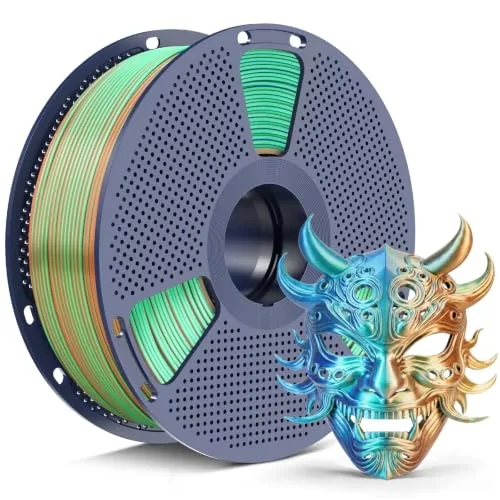Yoopai SUNLU Silk Tri Color PLA+ Filament, Orange Blue Green 3-in-1 Coextrusion Multi Color PLA Filament, 360°Color-Shifting Chrome-Like Shine, ± Accuracy, 1kg Reusable Spool (2.2lbs)
