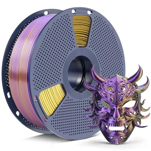 Yoopai SUNLU Silk Tri Color PLA+ Filament, Black Gold Purple 3-in-1 Coextrusion Multi Color PLA Filament, 360°Color-Shifting Chrome-Like Shine, ± Accuracy, 1kg Reusable Spool (2.2lbs)