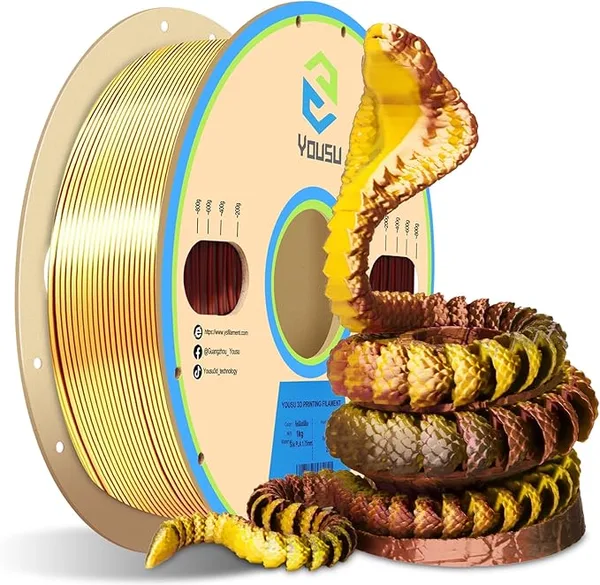Yousu YOUSU 3D Printer Filament Triple Color Silk PLA Filament,Silk PLA Gold Copper Black 3D Printing Filament Bundle, 1kg / 2.2lbs