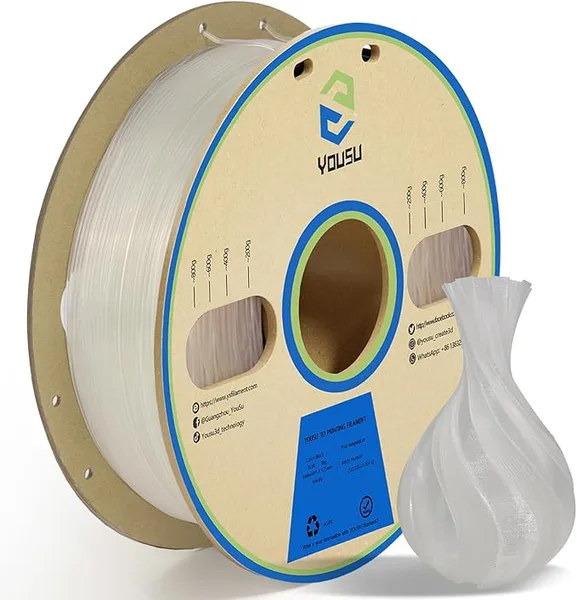 Yousu YOUSU PLA Plus (PLA+) Filament Transparent 1KG,High Toughness PLA Pro 3D Printer Filament, Dimensional Accuracy +/-(2.2lbs),3D Printing Filament Fits for Most FDM 3D Printers