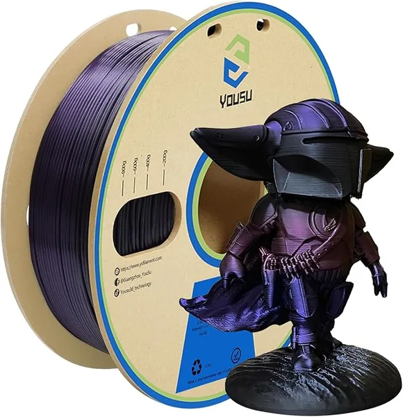 Yousu YOUSU PLA Filament, 3D Printer Filament Silk Black Purple Color Changing, Silk PLA Filament, 3D Printing Filament 1.75 +/-, 1kg.