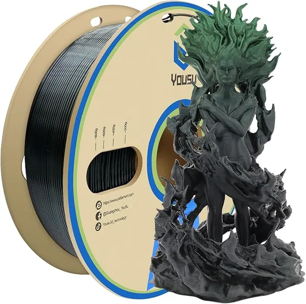 Yousu YOUSU PLA Filament, 3D Printer Filament Silk Black Green Color Changing Filament 3D Printing Gradient Filament 1.75 +/-, 1kg.
