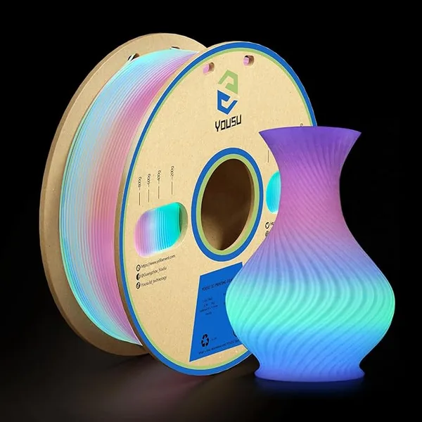 Yousu YOUSU PLA Filament Glow in The Dark Multicolor，Rainbow PLA Filament, Gradient 3D Printer Filament Color Change, 1kg(2.2lbs) Spool.