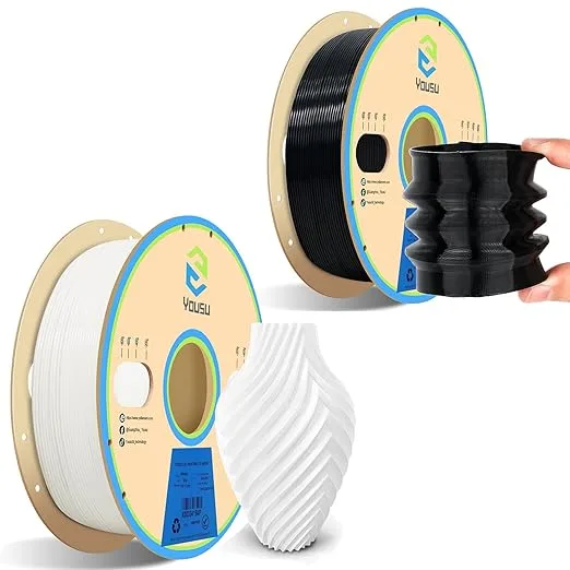 Yousu YOUSU TPU Filament, 95A TPU Filament, Dimensional Accuracy +/- 0.03, Flexible Soft 3D Printer Filament,2kg,Black and White
