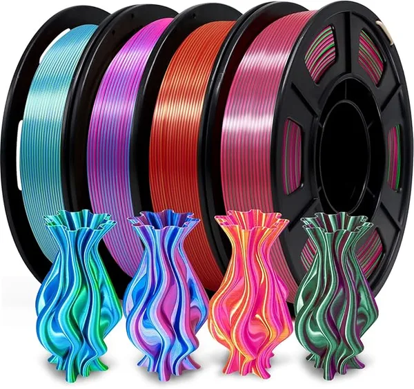 Yousu YOUSU Silk Dual Color PLA Filament 3D Filament Coextrusion PLA Multicolor PLA Filament (±) Compatible with Most of 3D Printer, 250g*4 Color Pack