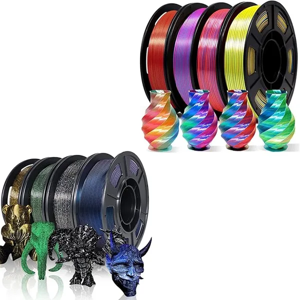 Yousu YOUSU 3D Printer Filament Galaxy PLA Filament, 3D Printing Filament Bundle, Multi Color Filament Tricolor 250g X 4 Color Pack.