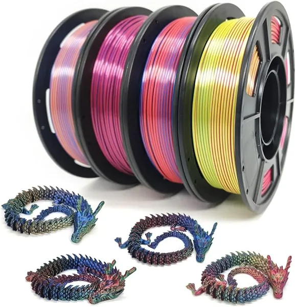 Yousu YOUSU 3D Printer Filament Bundle, Glow in The Dark Filament Multicolor, Green, Blue, Purple and Rainbow, PLA Filament Galaxy Filament Bundle.