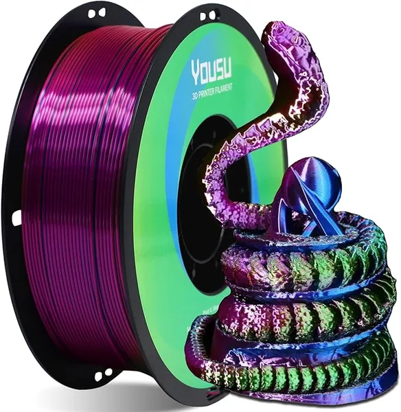 Yousu YOUSU Tri Color PLA 3D Printer Filament, Coextrusion Rainbow PLA Filament with Silk PLA Pink-Blue-Green, Multi Color 3D Printing Filament +/-, 1kg/2.2lbs