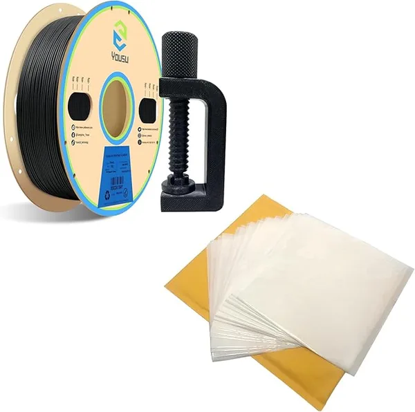 Yousu YOUSU Polypropylene PP Filament 1kg (2.2lbs) 5 Pcs Build Sheet Included, Semi-Flexible Ultra Tough Filament, Black + PP Printing Surface for 3D Printer 200x200mm, Polypropylene Sheet Building F