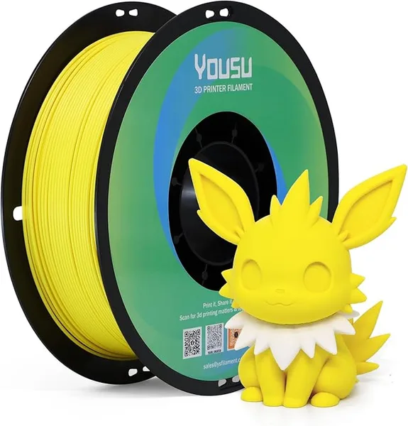 Yousu YOUSU Matte PLA Filament, 3D Printer Filament Dimensional Plastic Spool 3D Filament, Accuracy +/-, Higher Toughness, No Clogging, Higher Toughness, 1kg Light Yellow