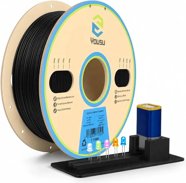 Yousu YOUSU 1kg Black Conductive PLA Filament – Static-Dissipative 3D Printer Wire for ESD Safety, Sensor Projects & Functional Prototype – Compatibility with FDM Printers, Repetitive Recycle Spool