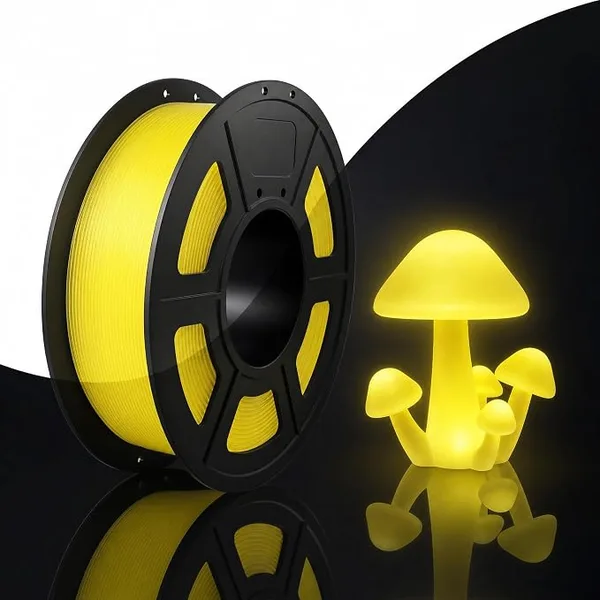Yousu Glow in the Dark PLA Filament, 250g(0.55lbs) Neatly Wound 3D Printer Filament Dimensional Accuracy ±, Works with Most FDM 3D Printers, Light Glow PLA Ideal for Night Decor, Yellow