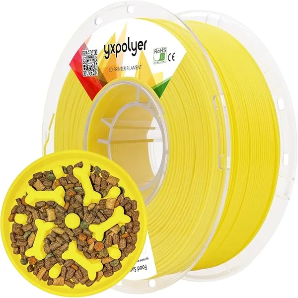YXPOLYER YXPOLYER PLA+ Filament Food Safe PLA Plus Food-Grade 3D Printing Filament 1kg 2.2lbs with PC Reusable Spool fit AMS System and Most FDM 3D Printers, Yellow