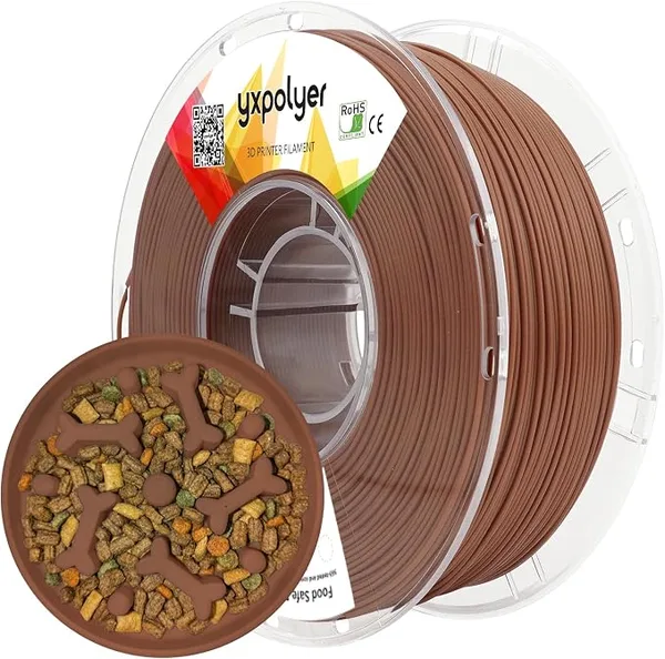 YXPOLYER YXPOLYER PLA+ Filament Food Safe PLA Plus Food-Grade 3D Printing Filament 1kg 2.2lbs with PC Reusable Spool fit AMS System and Most FDM 3D Printers, Brown