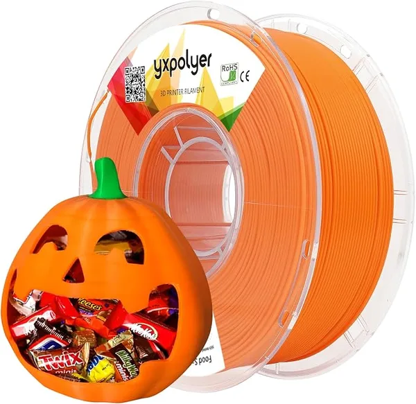 YXPOLYER YXPOLYER PLA+ Filament Food Safe PLA Plus Food-Grade 3D Printing Filament 1kg 2.2lbs with PC Reusable Spool fit AMS System and Most FDM 3D Printers, Orange