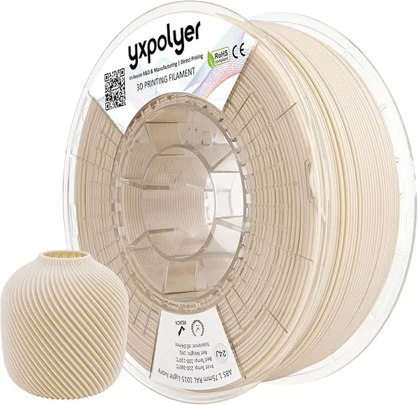 YXPOLYER YXPOLYER ABS Filament Low Odor ABS+ 3D Printing Light Ivory 1kg | Marble Textured, Tan Beige, High Speed, Indoor Easy Printing, AMS Compatible, Beginner-friendly, Strong Layer Adhesion